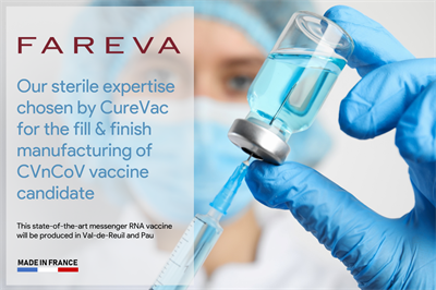 CureVac and Fareva sign agreement for fill & finish manufacturing of CureVac’s COVID-19 vaccine candidate, CVNCOV